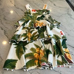 Farm Rio mid length palm leaf dress
